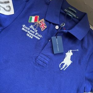 Ralph Lauren Blue Label Big Pony Skinny Polo "Italy Track & Field" Women's SMALL